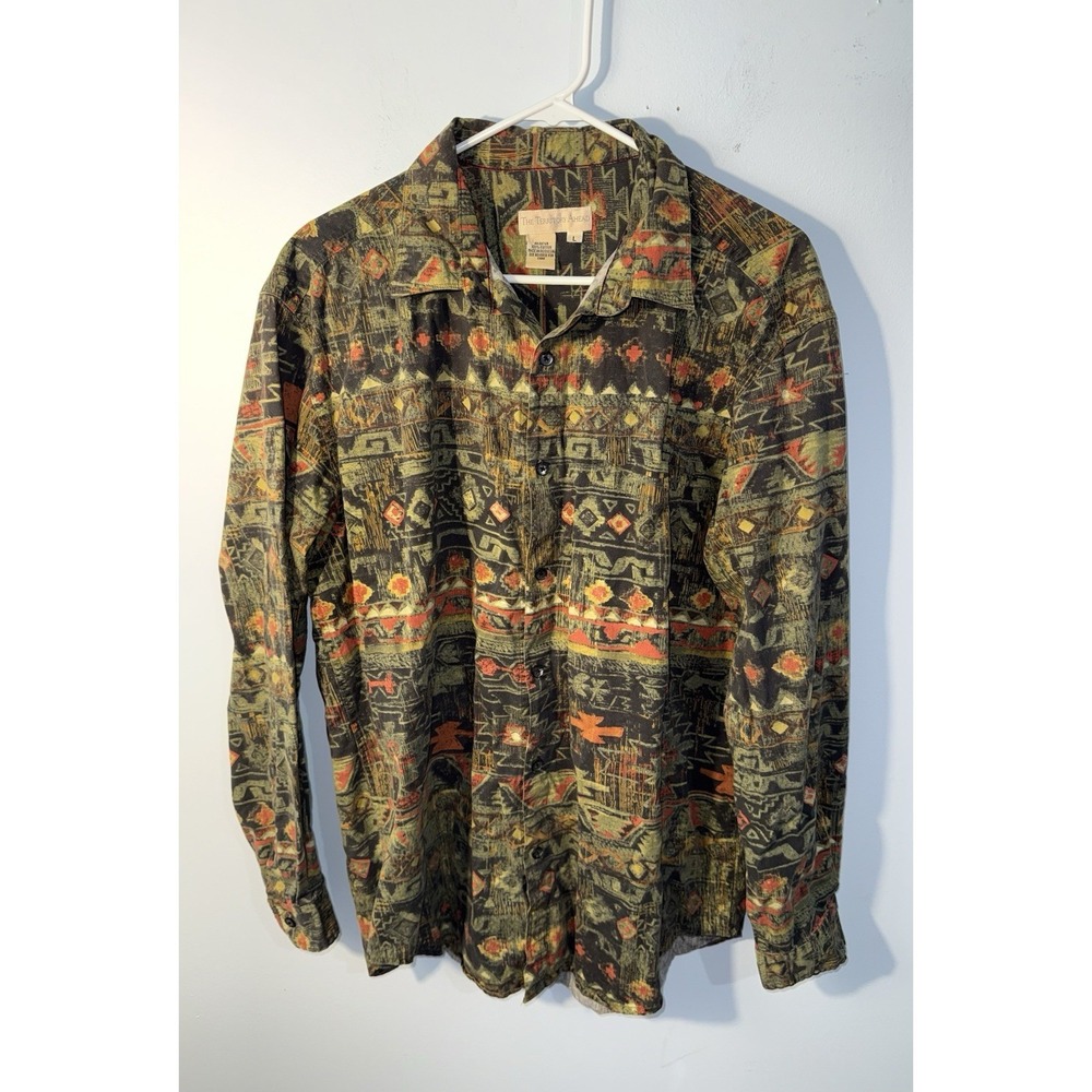 THE TERRITORY AHEAD Men's Shirt Long Sleeve Aztec Southwest Tribal Button Size L